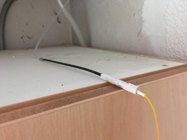 fiber cable taped to cable puller fiber cable taped to cable puller