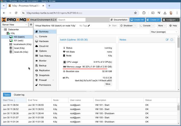 proxmox web interface