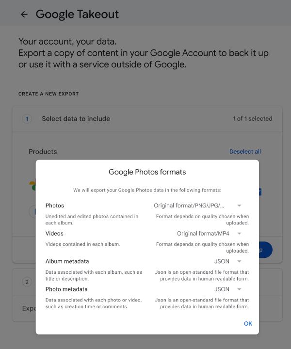Takeout: Google Photos formats