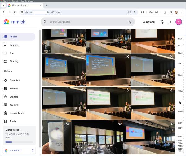 screenshot of Immich in a web browser