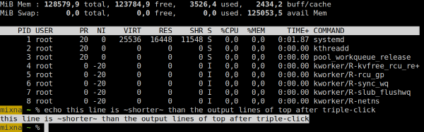 triple-click in foot on an echo output line highlights only the contents, not the whole line triple-click in foot on an echo output line highlights only the contents, not the whole line