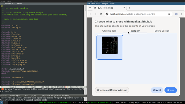 screensharing behavior in Sway