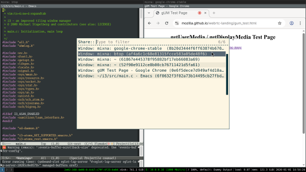 screensharing behavior in Sway